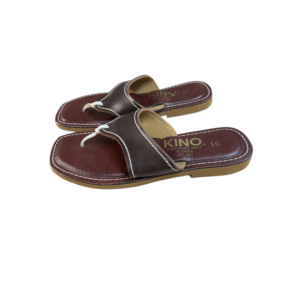 Kino Key West Brown Leather‎ Thong Sandals Women's Size 10